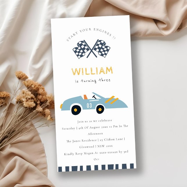 Cute Elegant Tävling-bilbarn i alla åldrar Födelse Tack Kort (Skapare uppladdad)