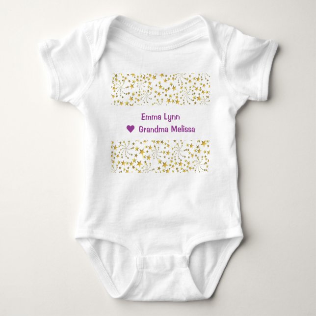 Cute Elegant Trendig Guld Stars Namn Kärlek Grandm T Shirt (Framsida)