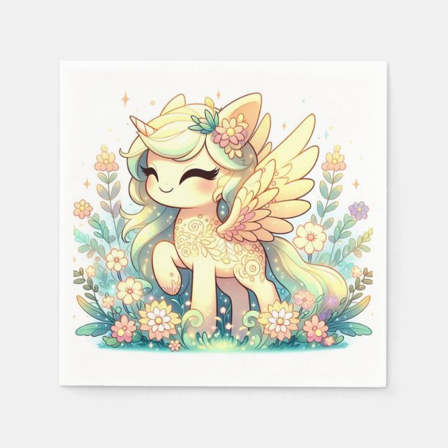 Cute Elegant Unicorn Baby Shower Pappersservett (Framsidan)