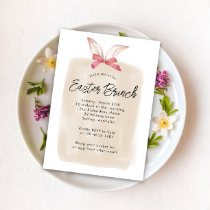 Cute Elegant Watercolor Bunny Påsk Brunch Inbjudningar
