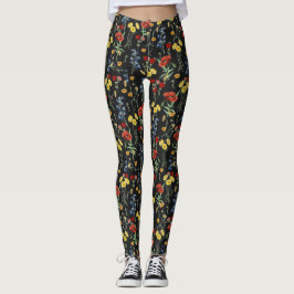 Cute Elegant Wildblommor på Black Leggings