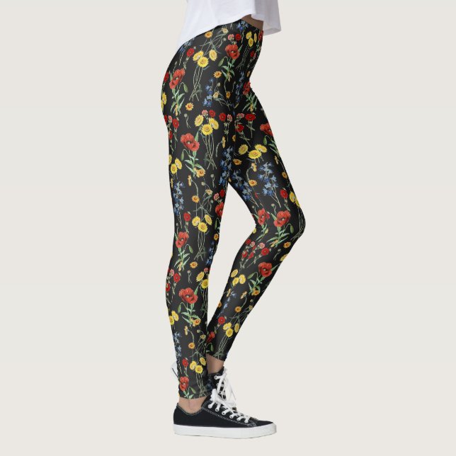 Cute Elegant Wildblommor på Black Leggings (Höger)