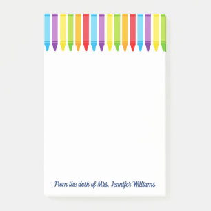 Cute Elementary School Teacher Crayon Anpassningsb Post-it Block