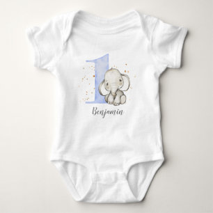 Cute Elephant 1:a födelsedag Baby T Shirt
