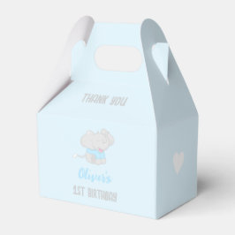 Cute Elephant 1st Birthday Blue Favor Box Presentaskar