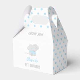 Cute Elephant 1st Birthday Blue Favor Box Presentaskar