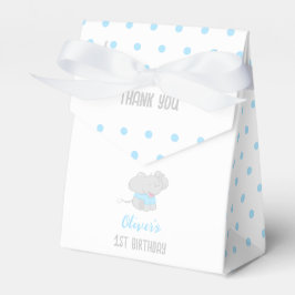 Cute Elephant 1st Birthday Blue Favor Box Presentaskar