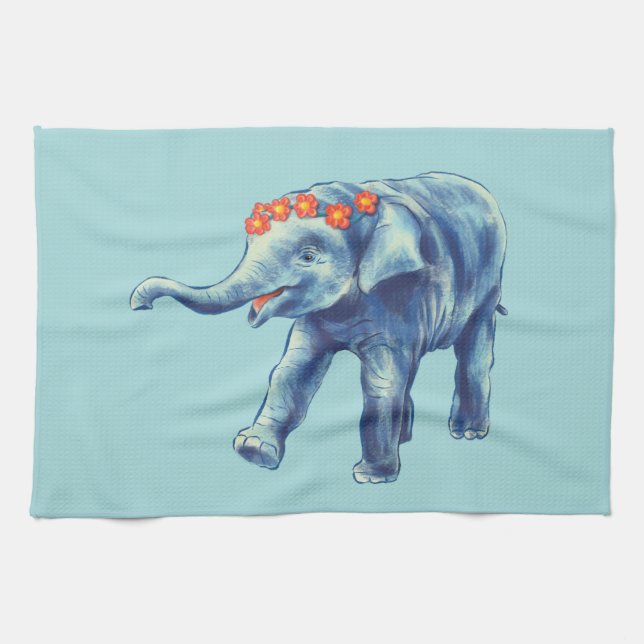 Cute Elephant African Savana Animal Kökshandduk (Horisontell)