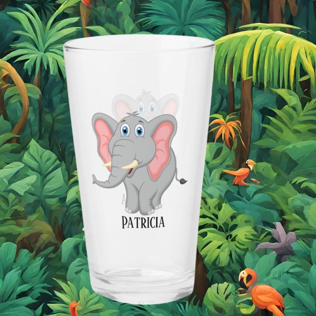 Cute elephant älskare add namn Glass Glaskopp (Skapare uppladdad)