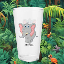 Cute elephant älskare add namn Glass