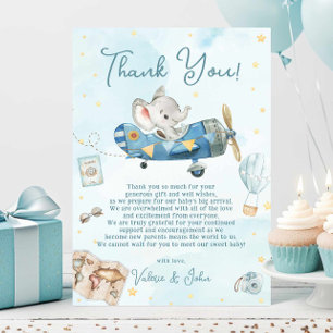 Cute Elephant Äventyr Baby Shower Birthday Tack Kort