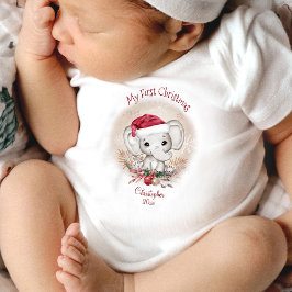 Cute Elephant Baby: Första julen Baby Bodykostdräk T Shirt