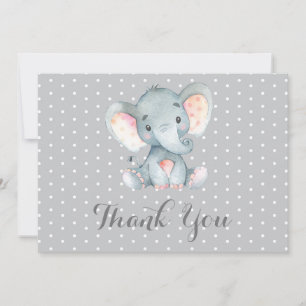 Cute Elephant Baby Grått Tack Kort