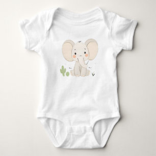 Cute Elephant Baby Jersey Bodykostym T Shirt