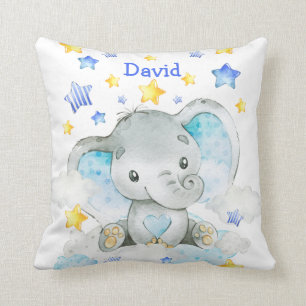 Cute Elephant Baby Namn Nursery Kudde