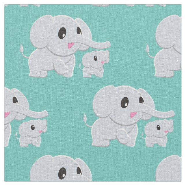 Cute Elephant Baby Nursery Decor Tyg (Närbild)