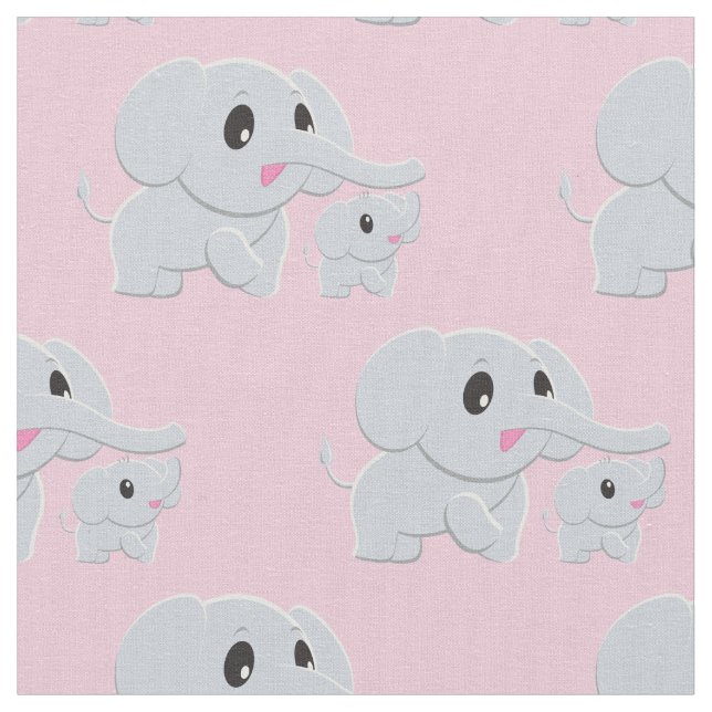 Cute Elephant Baby Nursery Decor Tyg (Närbild)