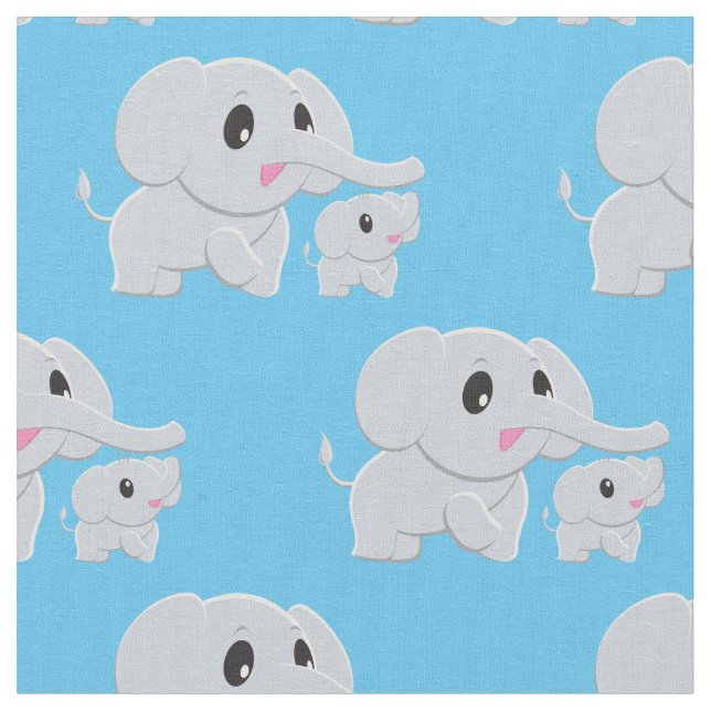 Cute Elephant Baby Nursery Decor Tyg (Närbild)