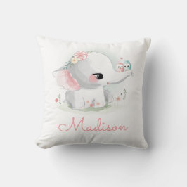 Cute Elephant Baby Rosa Nursery Simple Kudde