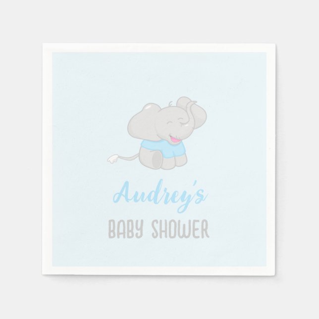 Cute Elephant Baby Shower Boy Pappersservett (Framsidan)