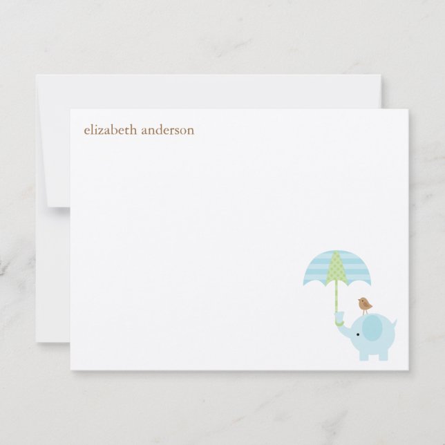 Cute Elephant Baby Shower - ett stort tack. Anteckningskort (Framsida)