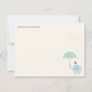 Cute Elephant Baby Shower - ett stort tack. Anteckningskort