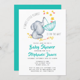 Cute Elephant Baby Shower Gender Neutral Inbjudningar