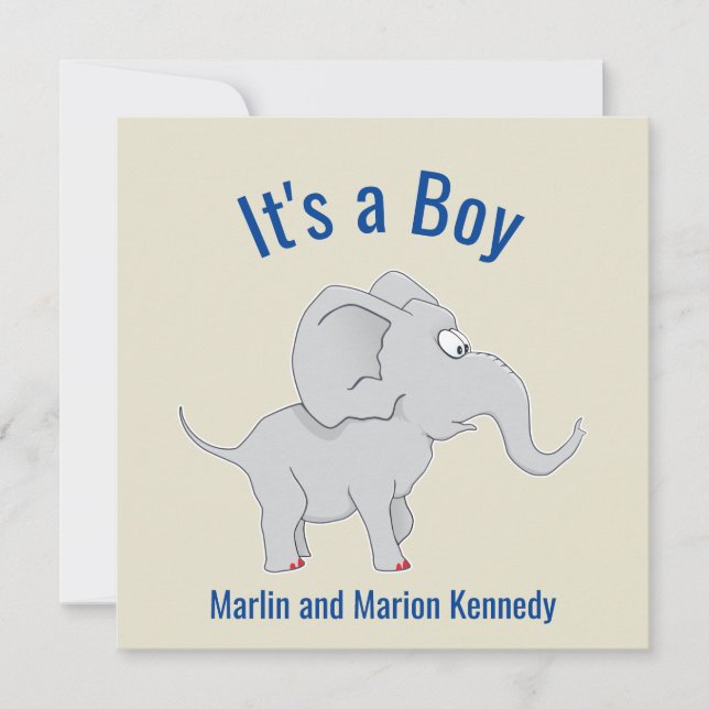 Cute Elephant Baby Shower Gender Reveal Inbjudningar (Framsida)