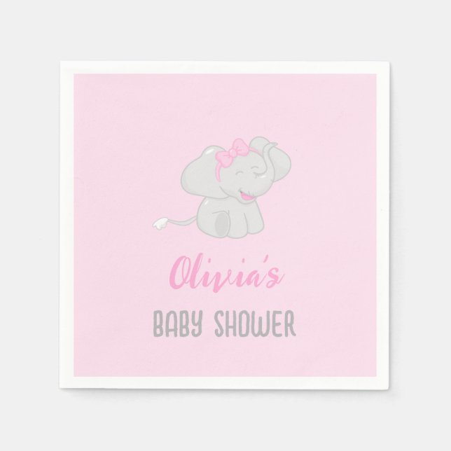 Cute Elephant Baby Shower Girl Pappersservett (Framsidan)