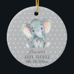 Cute Elephant Baby Shower Grått Julgransprydnad Keramik<br><div class="desc">Cute Elephant Baby Shower Grått Ceramic Ornamic</div>