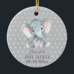 Cute Elephant Baby Shower Grått Julgransprydnad Keramik<br><div class="desc">Cute Elephant Baby Shower Grått Ceramic Ornamic</div>