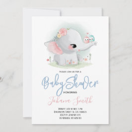 Cute Elephant Baby Shower-inbjudan Inbjudningar