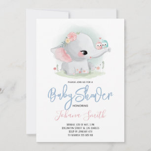 Cute Elephant Baby Shower-inbjudan Inbjudningar
