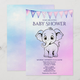 Cute Elephant Baby Shower-inbjudan Inbjudningar