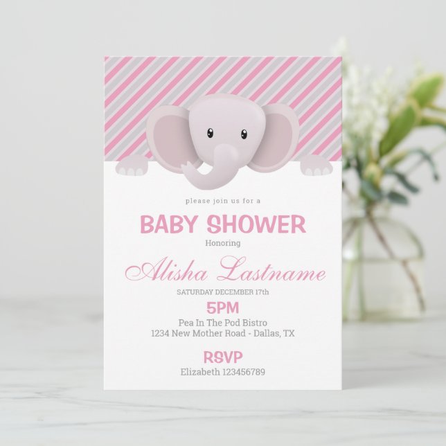 Cute Elephant Baby Shower-inbjudan Inbjudningar (Stående Fram)