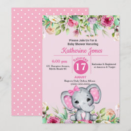 Cute Elephant Baby Shower-inbjudan Inbjudningar