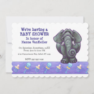 Cute Elephant Baby Shower Inbjudningar