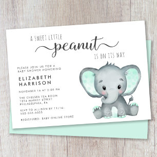 Cute Elephant Baby Shower Inbjudningar