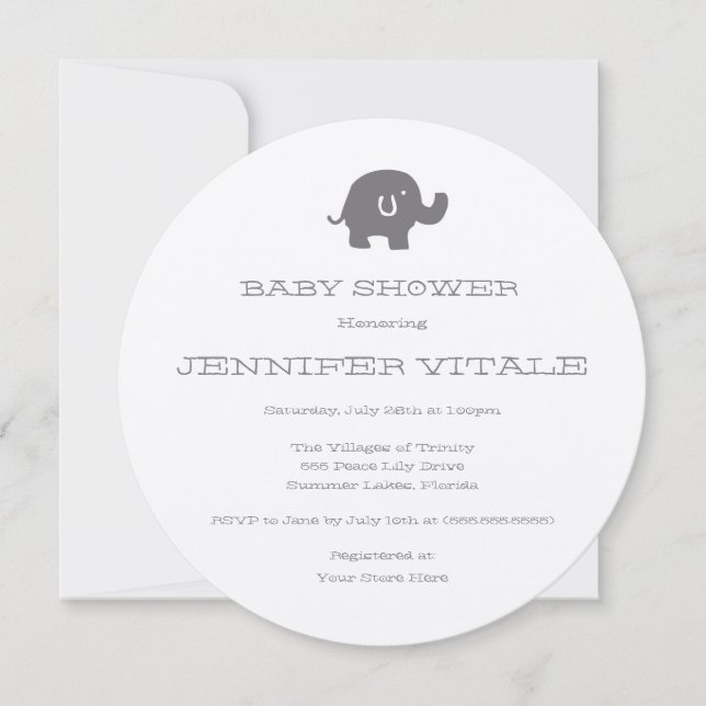 Cute Elephant Baby Shower-inbjudningar Inbjudningar (Framsida)
