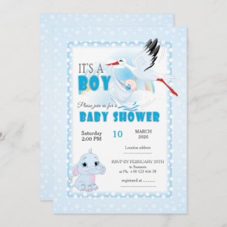 Cute Elephant Baby Shower Invitation. It is a boy Inbjudningar