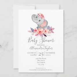 Cute Elephant Baby Shower Personlig Inbjudningar
