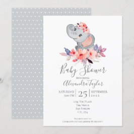 Cute Elephant Baby Shower Personlig Inbjudningar