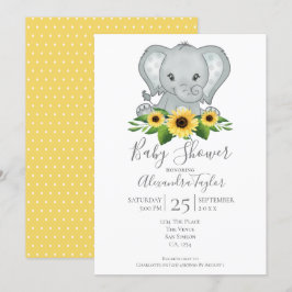 Cute Elephant Baby Shower Personlig Inbjudningar