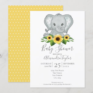 Cute Elephant Baby Shower Personlig Inbjudningar