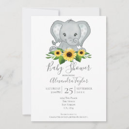 Cute Elephant Baby Shower Personlig Inbjudningar