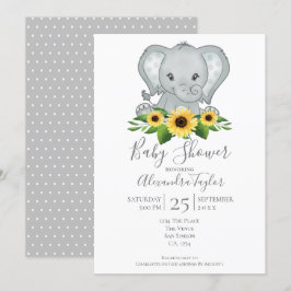 Cute Elephant Baby Shower Personlig Inbjudningar