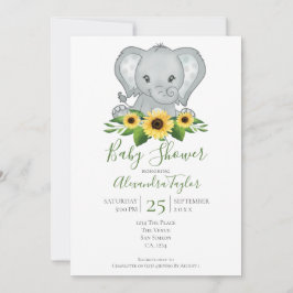 Cute Elephant Baby Shower Personlig Inbjudningar