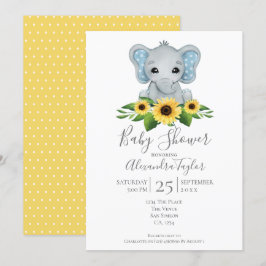 Cute Elephant Baby Shower Personlig Inbjudningar
