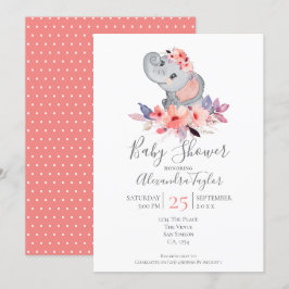 Cute Elephant Baby Shower Personlig Inbjudningar