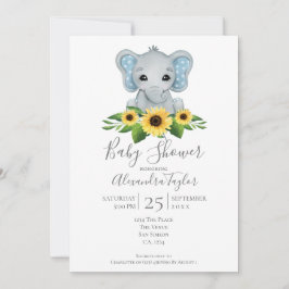 Cute Elephant Baby Shower Personlig Inbjudningar